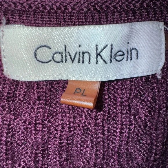 Calvin Klein Plum Wool Blend Sweater PL Petite Large Knit Cozy Fall Winter - Picture 4 of 7